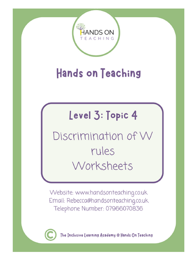 Hands On Teaching Level 3 Topic 4 Discrimination W Rules