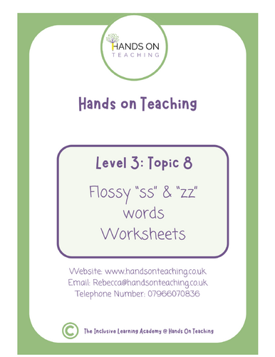 Hands On Teaching Level 3 Topic 8 Flossy SS Words