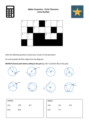 Higher Geometry - Circle Theorems Cross Number