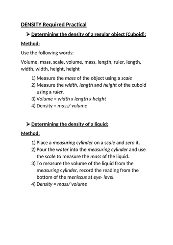 Density Required Practical