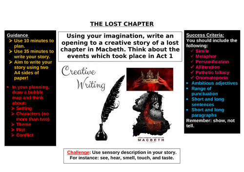 GCSE Macbeth creative writing challenge!