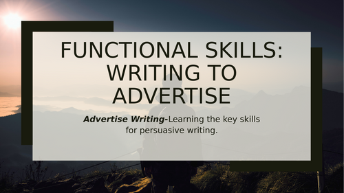 Functional Skills: Writing an advertisement