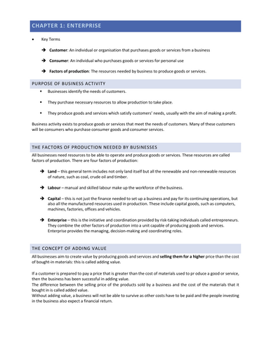 Business AS Level Cambridge Unit 1