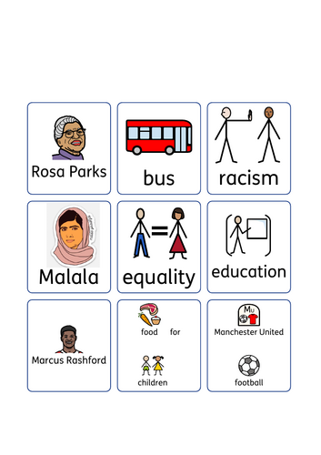 siginificant people- Rosa Parks, Malala Yousafzai, Marcus Rashford