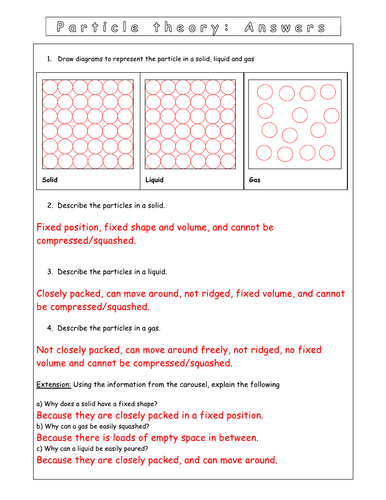 Year 7 - Particulate of nature L1 Matter (Worksheet)