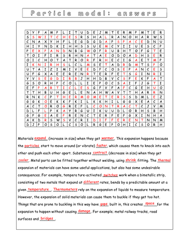 Year 7 - Particulate of nature L2 Particle model (Worksheet)