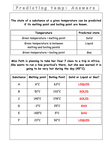 Year 7 - Particulate of nature L3 Changing states (Worksheet)