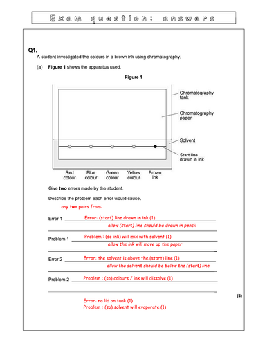 Year 7 - Particulate of nature L8 Chromatography (Worksheet)