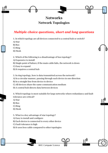 Networks: Topologies AFL worksheet