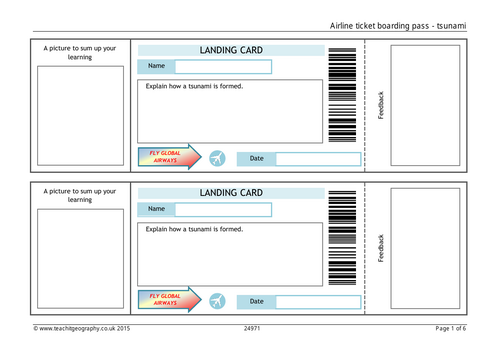 Exit ticket - plane ticket themed - editable