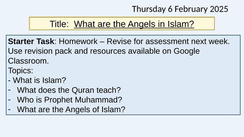 Islamic Beliefs - What are Angels? - Lesson 4 - Includes FREE revision homework booklet