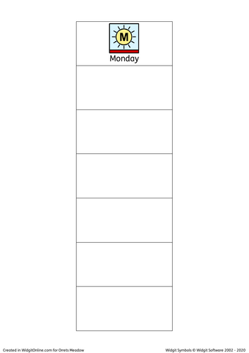 Blank daily schedule