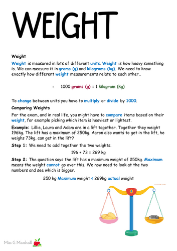 Functional Skills EL3.14 Weight