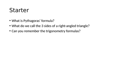 Trigonometry and Pythagoras Recap