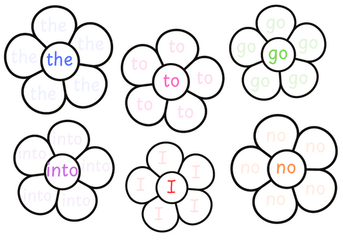 Tricky word flowers phase 2 and 3