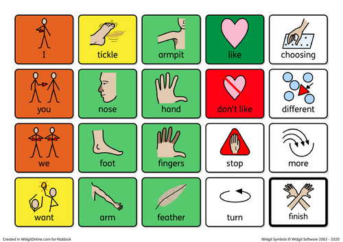 Communication board tickle game