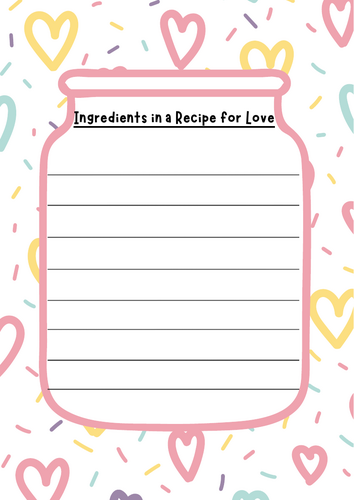 Love Recipe writing resources