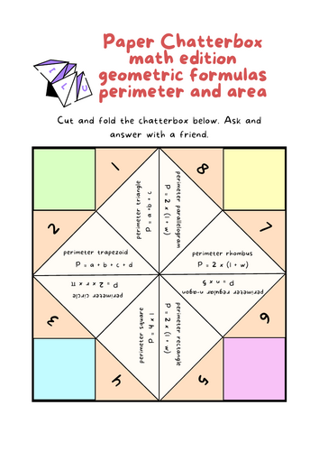 Paper Chatterbox math edition geometric formulas perimeter and area