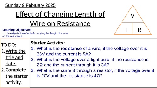 GCSE Physics Changing Length of Wire Resistance Practical: Complete Lesson