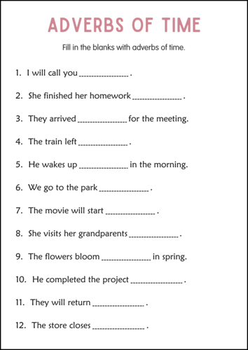 Identifying Adverbs - Adverbs of Manner - Adverbs of Time and Place worksheets