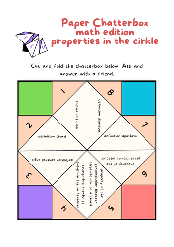 Paper Chatterbox math edition properties in the cirkle