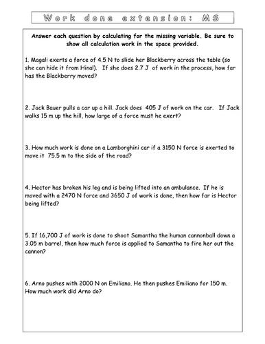 Year 7 Energy L8 - Changes in a system (Worksheet)