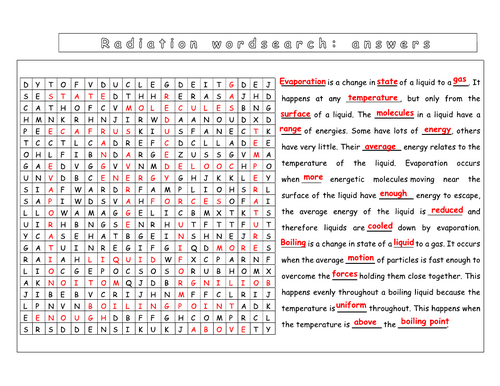 Year 7 Energy L7 - Radiation and evaporation (Worksheet)