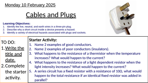 GCSE Physics Cables, Plugs and Electrical Safety: Complete Lesson