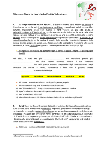 Questione Meridionale - Divario Nord/Sud - Italian A Level