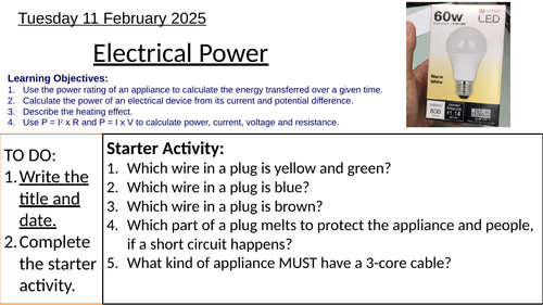 GCSE Physics Electrical Power and Resistance Heating: Complete Lesson