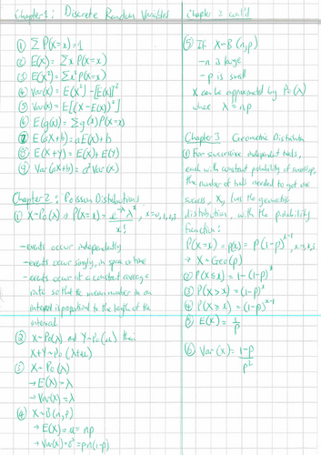 Further Statistics 1 Summary notes (Edexcel)