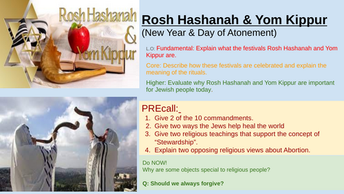 Jewish Festivals of Rosh Hashana & Yom Kippur