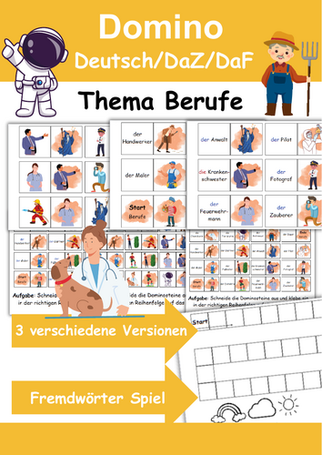 Berufe Domino DaZ/DaF, Deutsch (Grundschule) - Fremdwörter