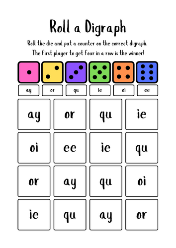 Phonics phase 3 and 5 four in a row game