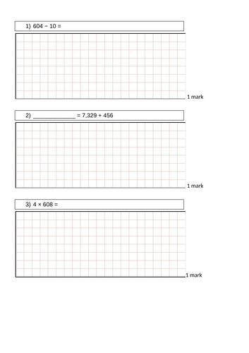 2023 SATs Maths Arithmetic - paper 1, same questions but different digits.