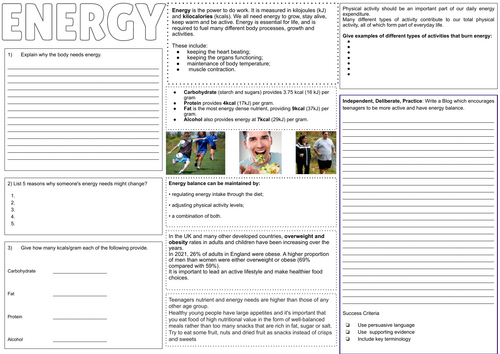 GCSE Food Worksheets