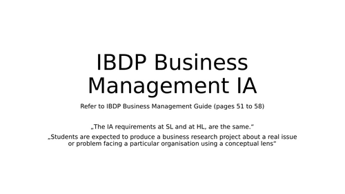 Business Management IBDP advice on IA