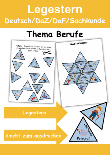 GRATIS Legestern Berufe Wortschatz - DaZ/DaF, Deutsch (Klassen 1 und 2)