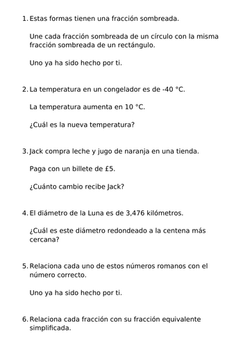 2024 SATs Maths Reasoning, Paper 3 - translated to Latin American Spanish