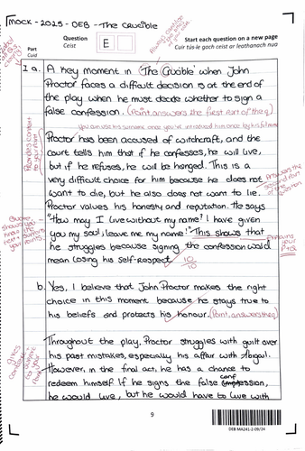 The Crucible - 2025 Mock - Sample Answers