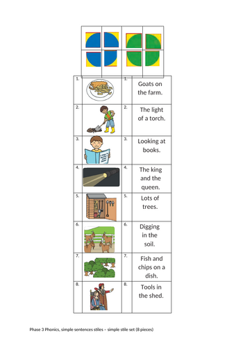 Phase 3 Phonics Stile activity (for 8 piece stile)