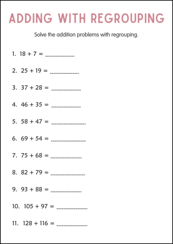 Printable Problem Solving Addition Number Math Worksheets for Grade 2, 3, 4