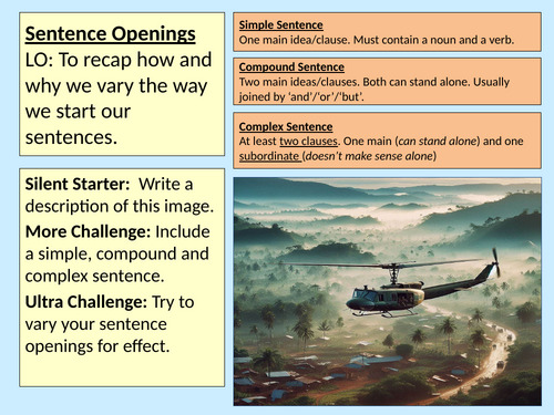 Sentence Openings Literacy Y7