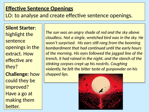 Openings  Sentence Literacy Y7