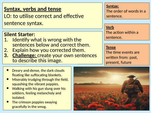 Syntax Verbs Tense Literacy Y7