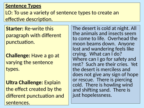 Varying Sentences Literacy Y8