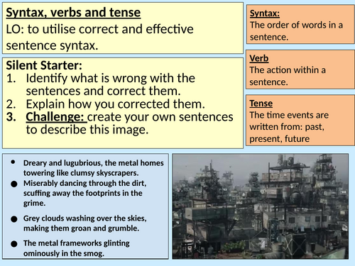 Syntax Verbs Tense Literacy Y8