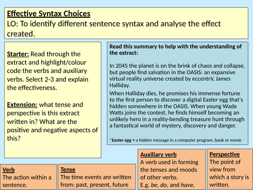 Syntax  Literacy Y8