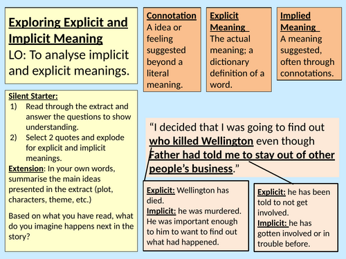 Exploring Explicit Implicit Meaning Literacy Y8