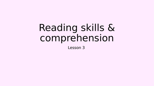 Reading skills, comprehension analysis